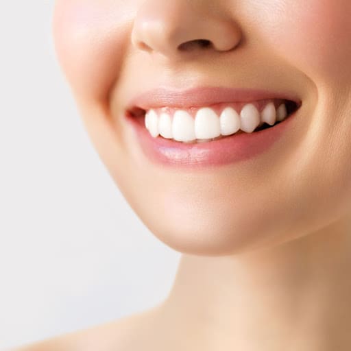 Close-up of woman's mouth with brittle teeth