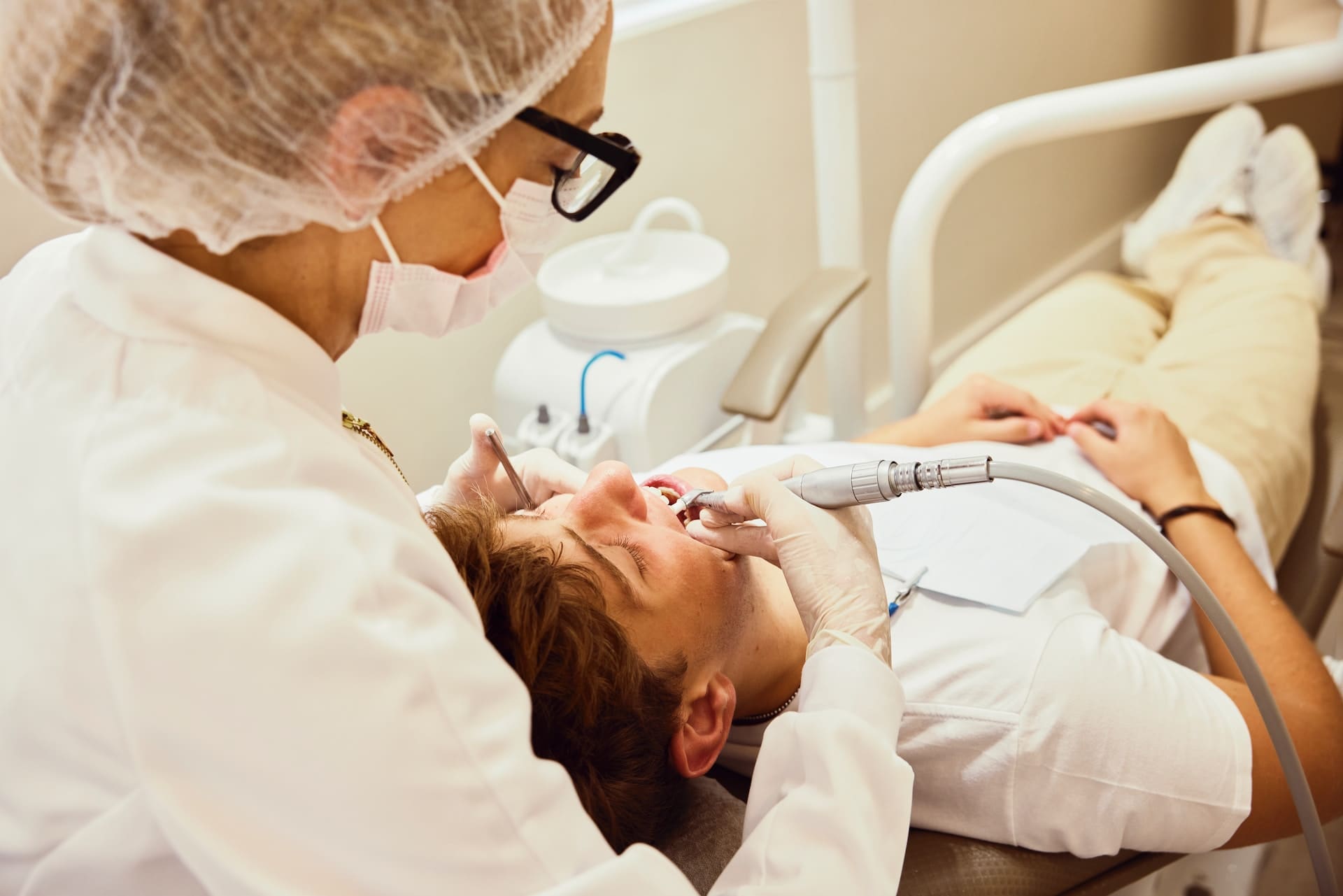 Customer undergoing dental crown treatment.