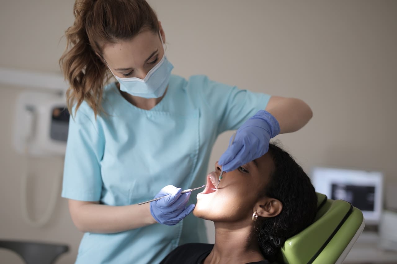 Patient undergoing restorative treatment.