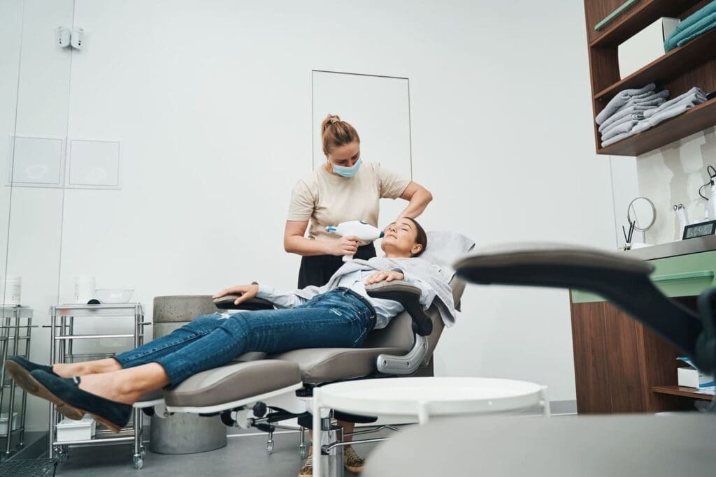 Female patient receiving Botox treatment