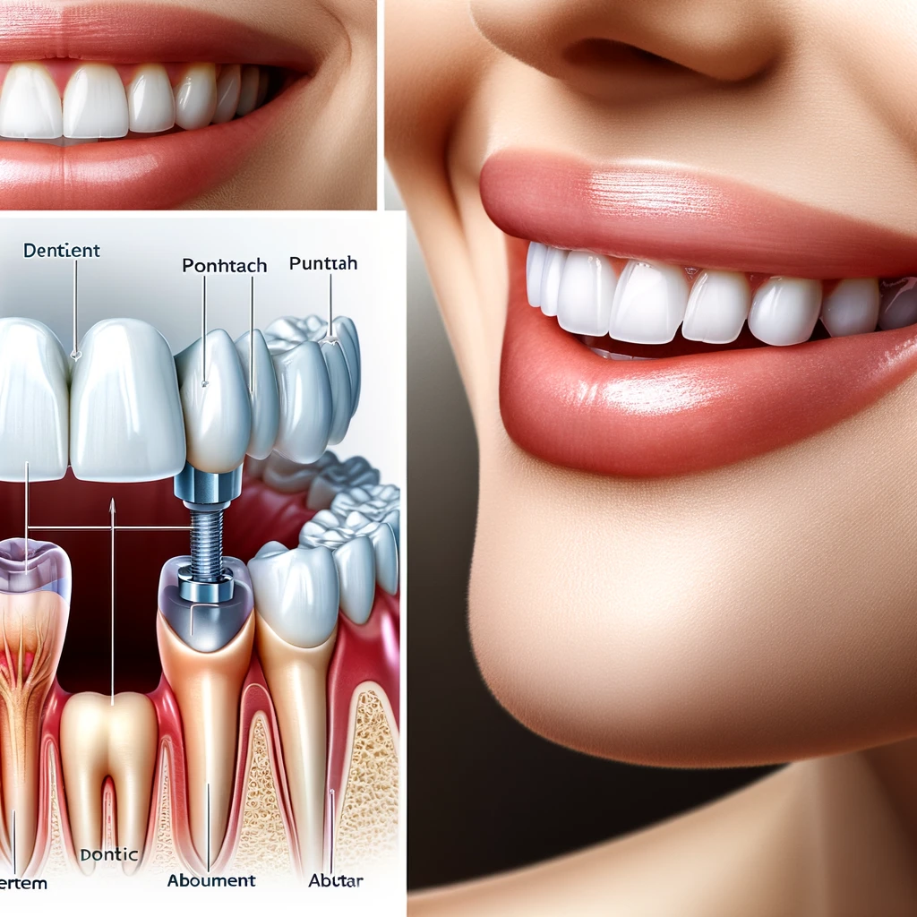 Close-up of a smiling person displaying a dental bridge on their upper teeth, highlighting the healthy alignment and aesthetic appeal of modern dental prosthetics