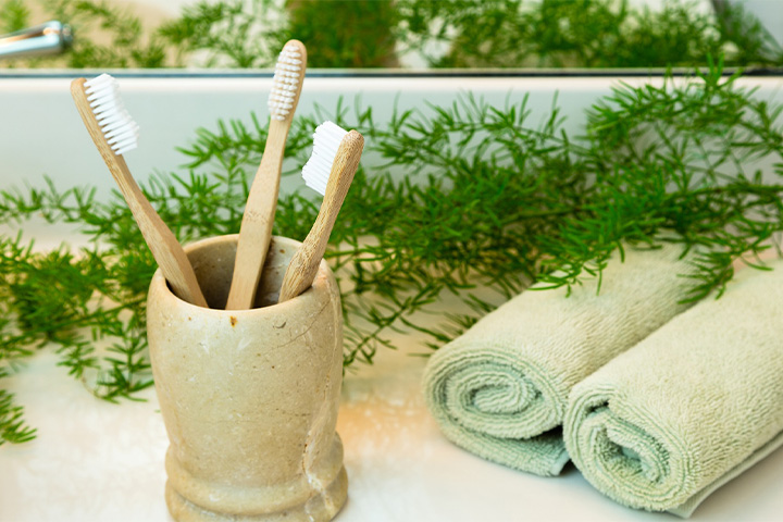 Toothbrushes in holder.
